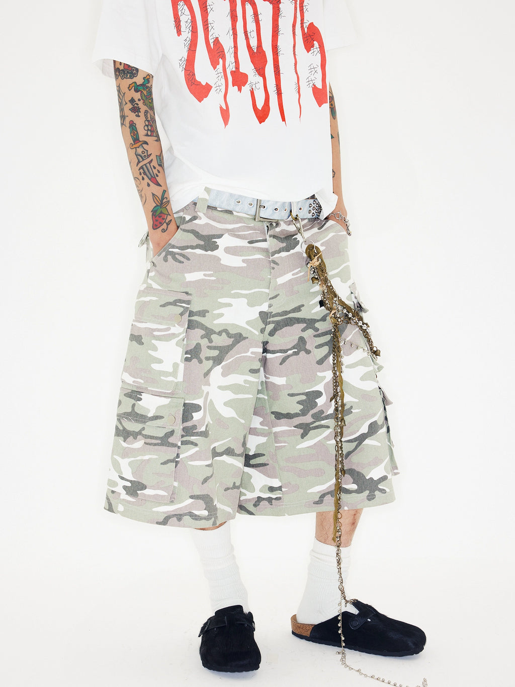 CHAI Camouflage Casual Versatile Canvas Cropped Pants