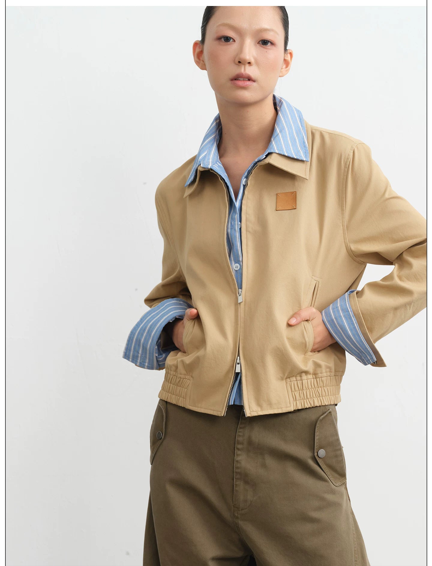 LINY LIBERTY Fake Two-piece Lapel Loose Short Coat