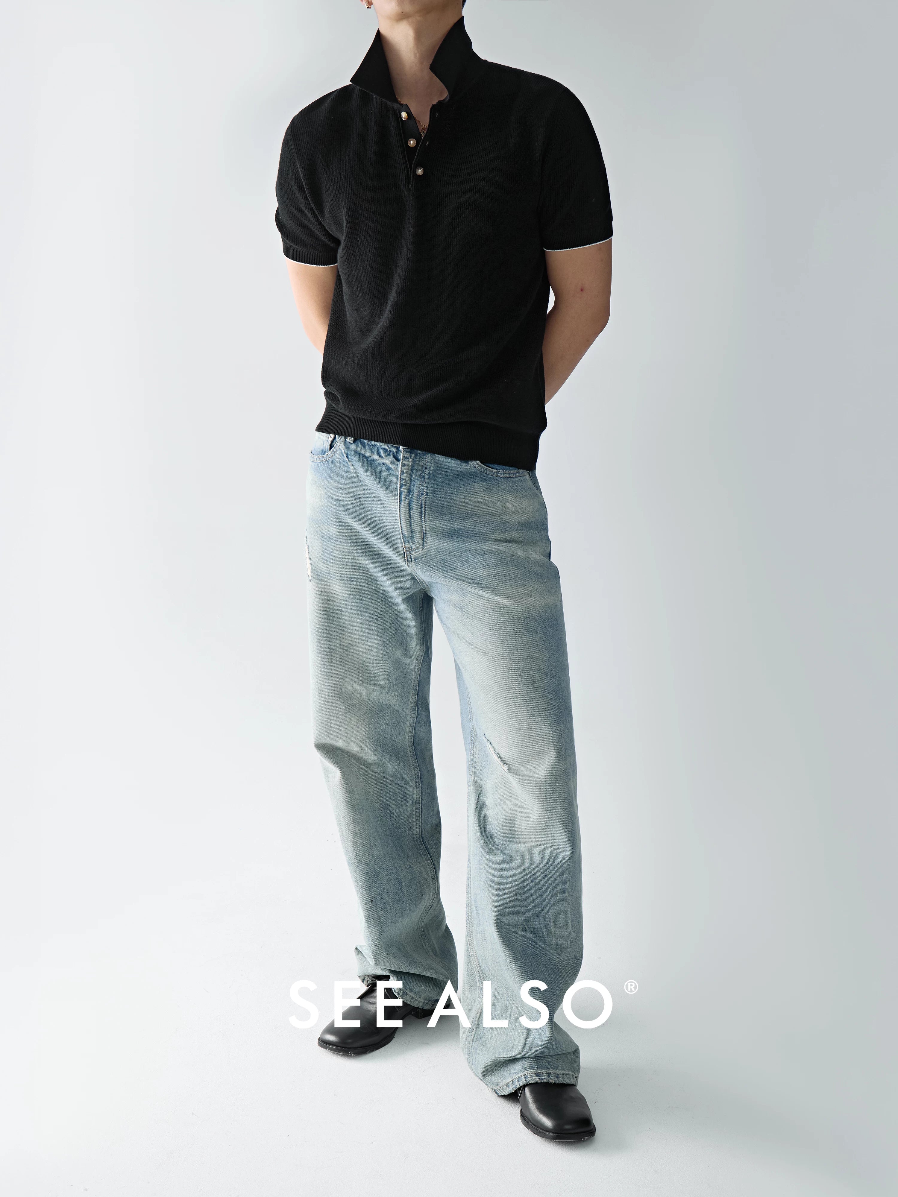SEE ALSO Loose Cotton and Linen Knitted Polo Shirt