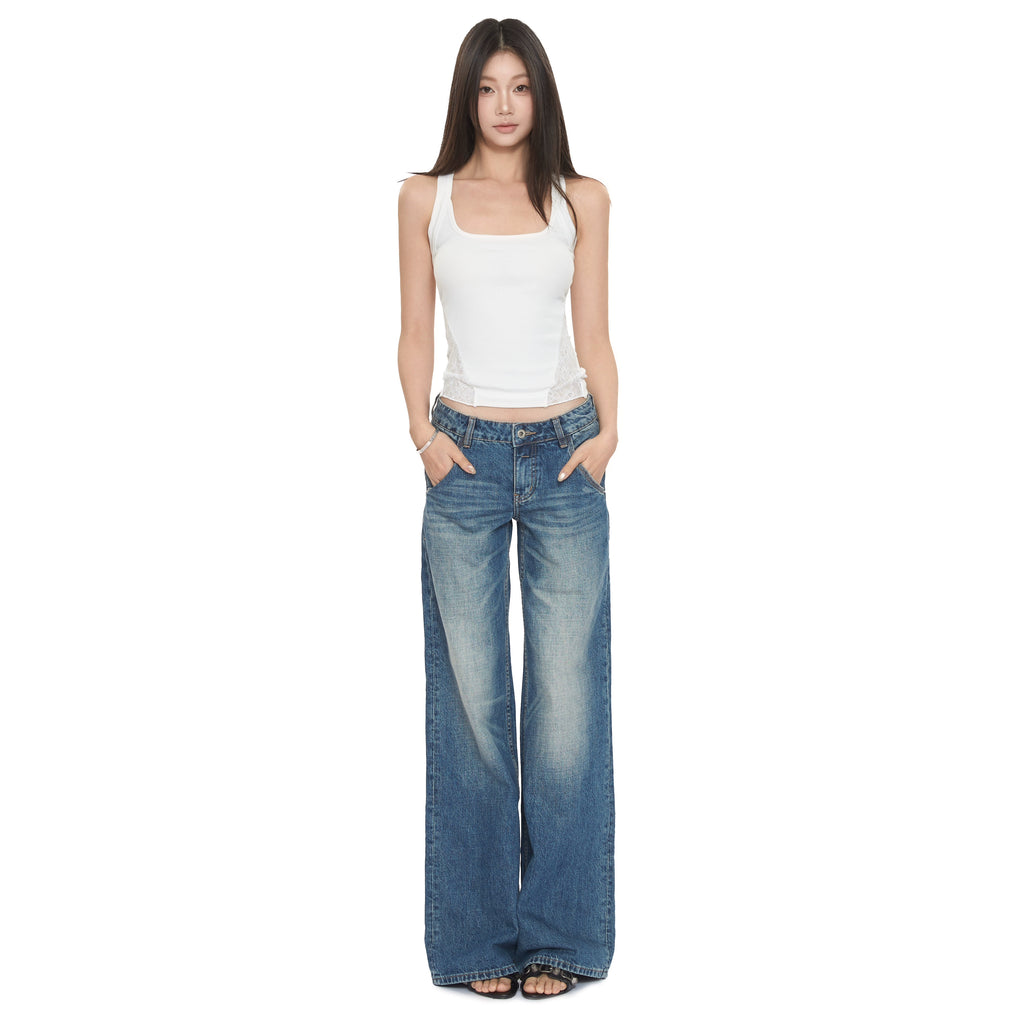 WITHMIN Low Waist Slack Skinny Straight Jeans