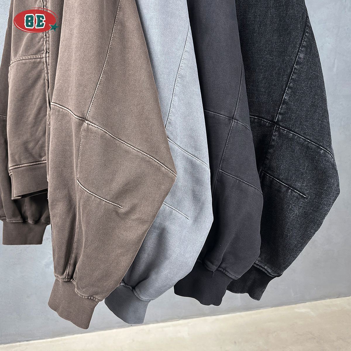 BE Heavy Silhouette Splicing Zip Sweater
