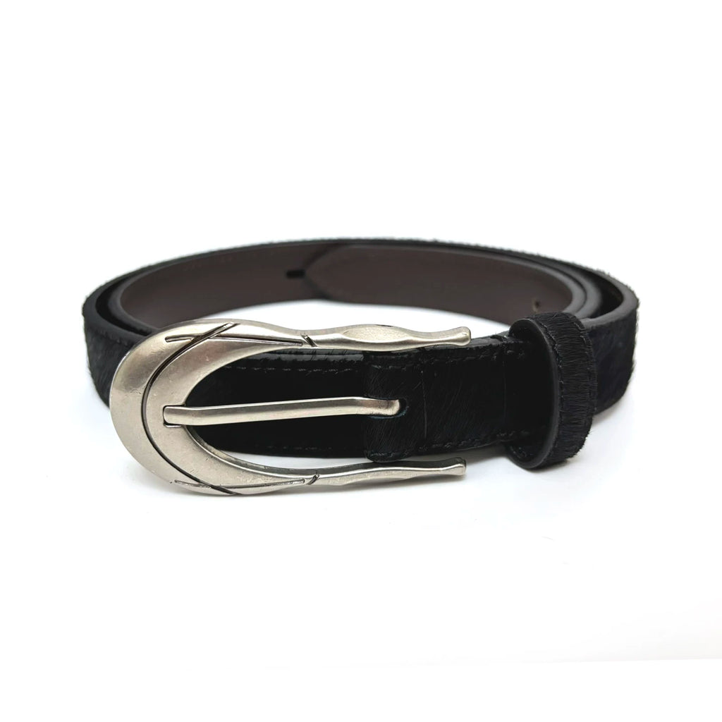 DPOL Retro Horsehair Leather Metal Belt