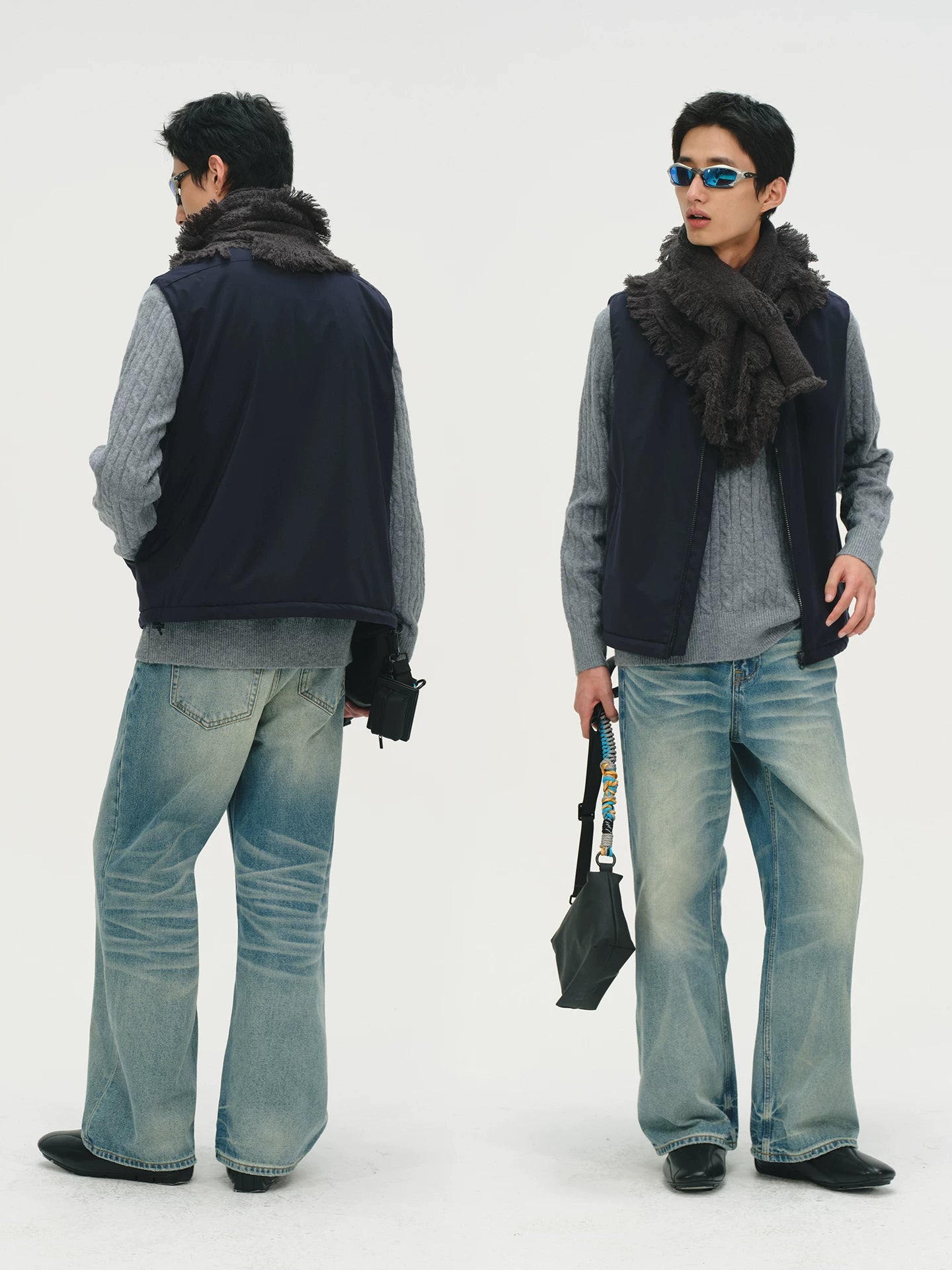 No Logo Loosestraight-leg Slightly Wide Jeans