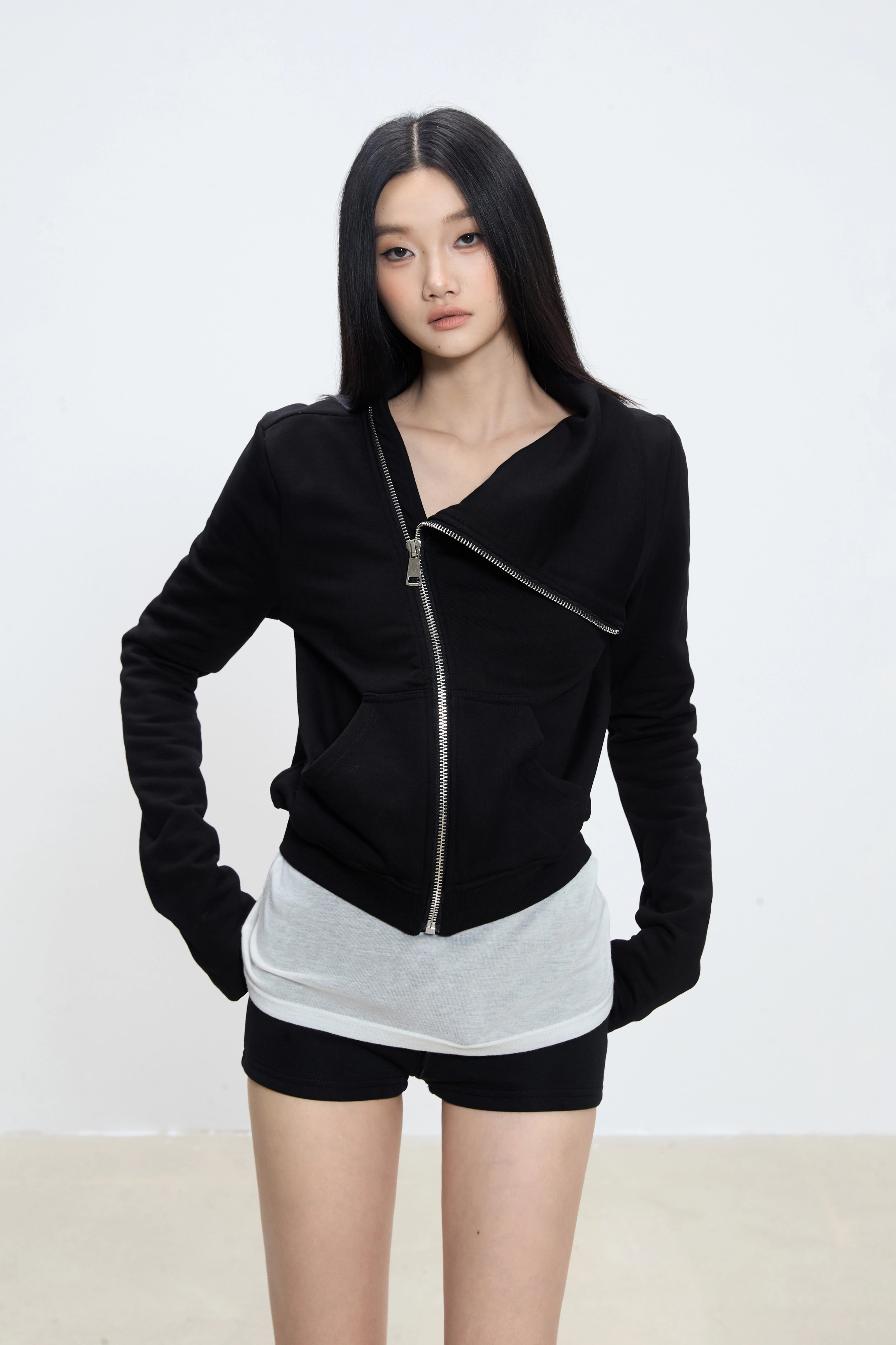 WITHMIN Short Slim and Slim Zipper Jacket