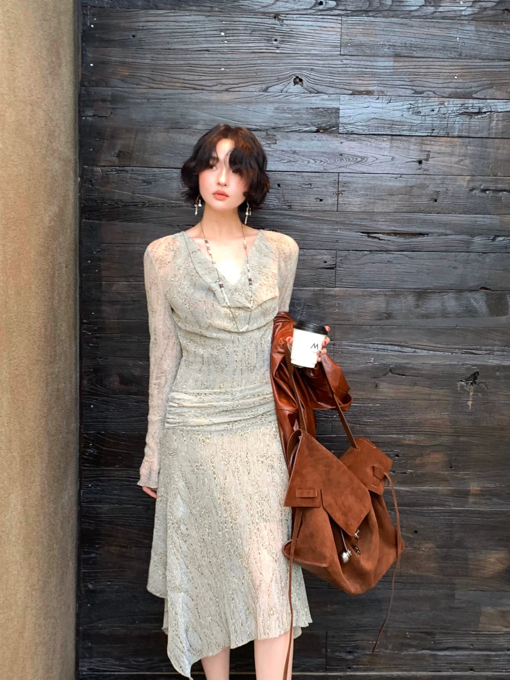 KELIFAN Retro Irregular Hem Short Dress