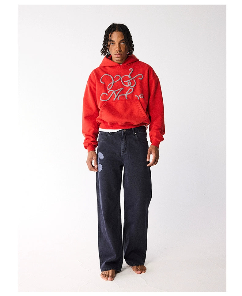 CRICLE Rotary Letter Hooded Fleece Sweater