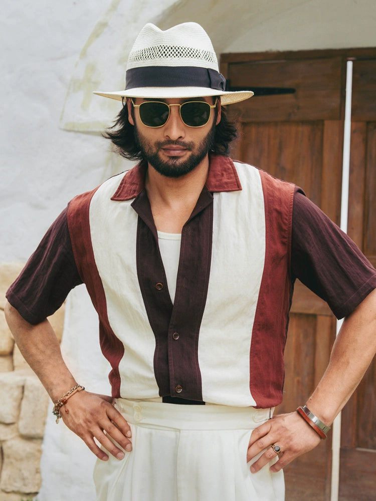 SOARIN Contrasting Splicing Short-sleeved Shirt