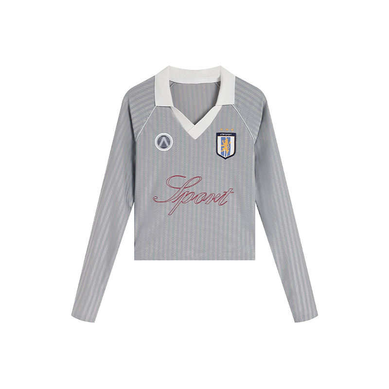 ATRY Badge Typesetting Webbing V-neck Long Sleeve