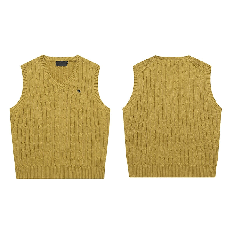 EAHO Retro Lazy Wind Sleeveless Knitted Vest Sweater