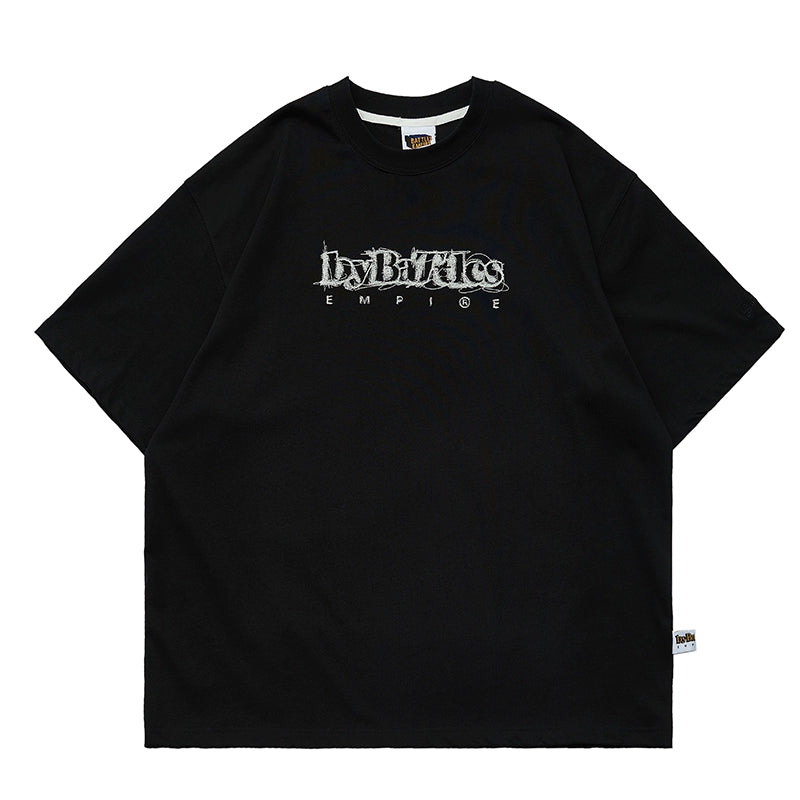 Battles Embroidery Logo Round Neck Loose Tee