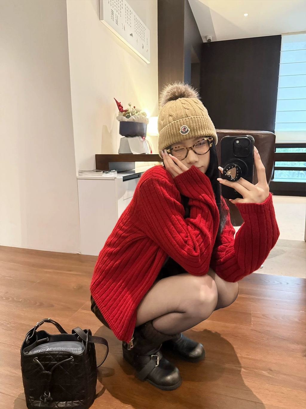 YOUNG KYLIN Thickened Korean Double Zipper Knitted Jacket