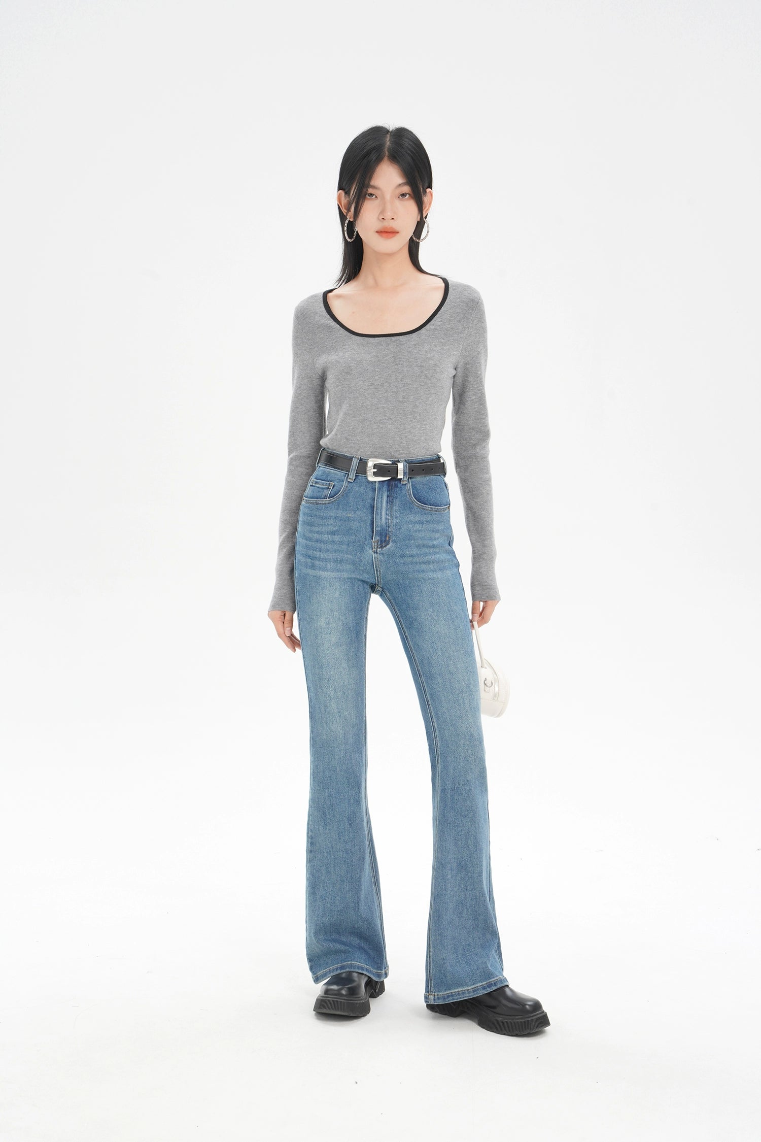 EM High Waist Slim Fit Micro-Flared Jeans