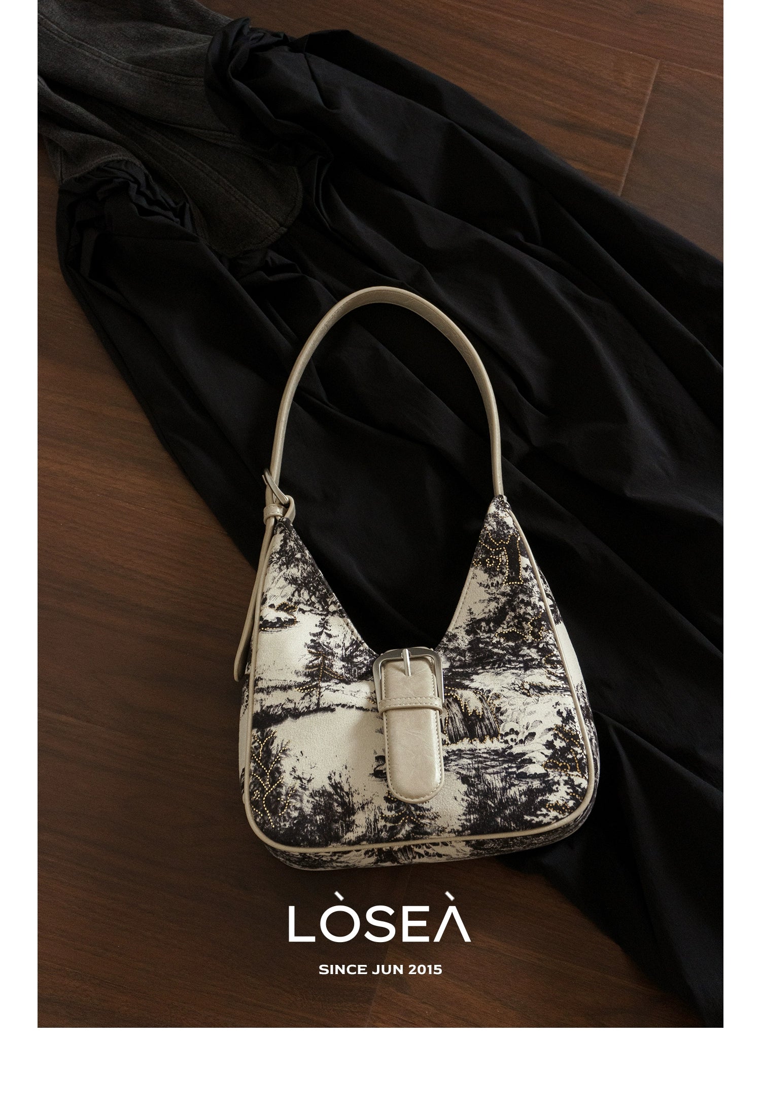 LOSEA New Chinese Ink Painting Underarm Bag