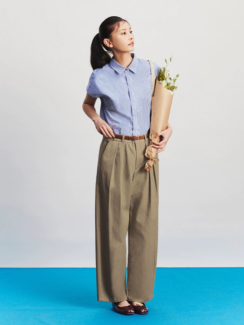 GU Barrel Pleated Pants Loose Scimitar Pants