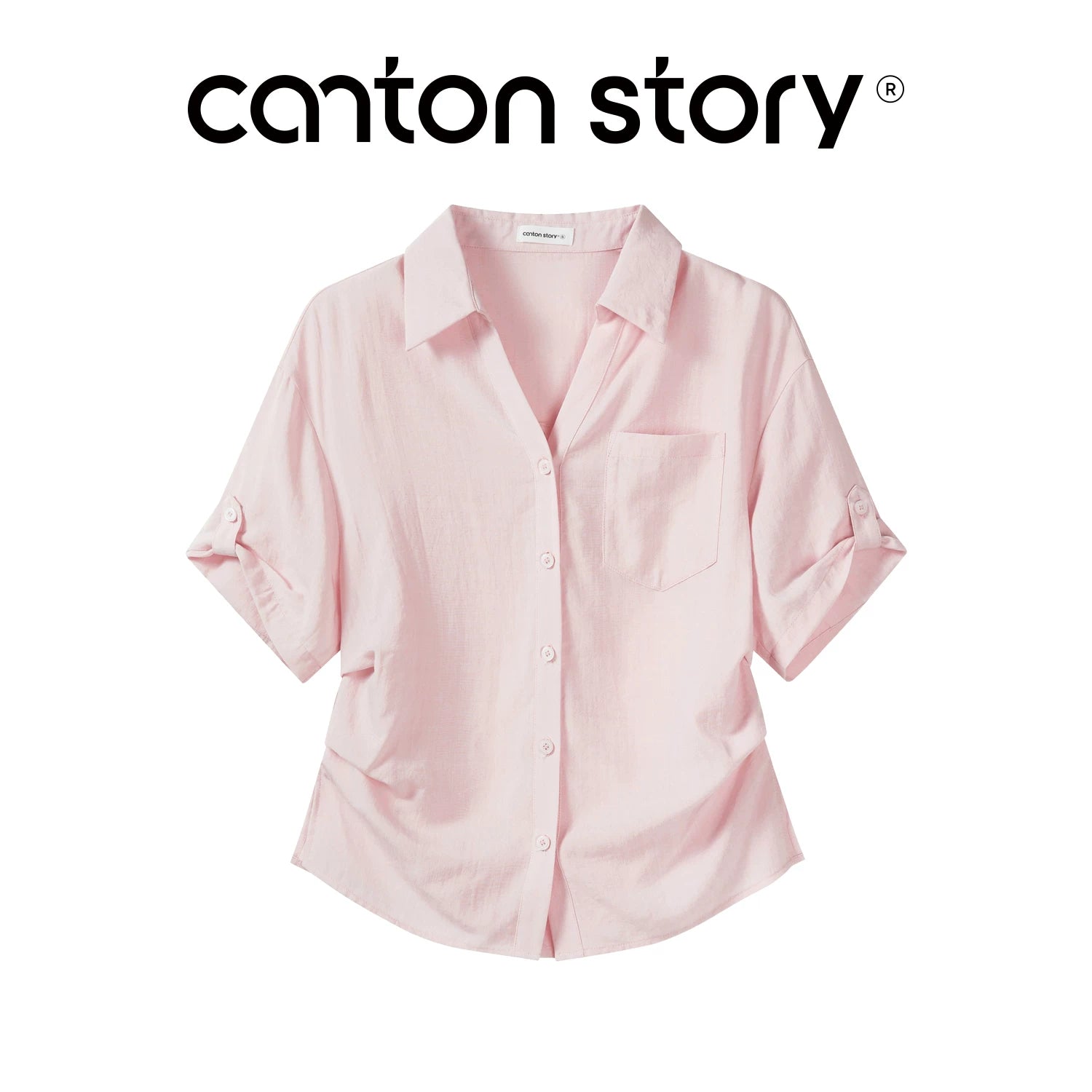 Cantonstory Temperament Lapel Medium Sleeve Shirt