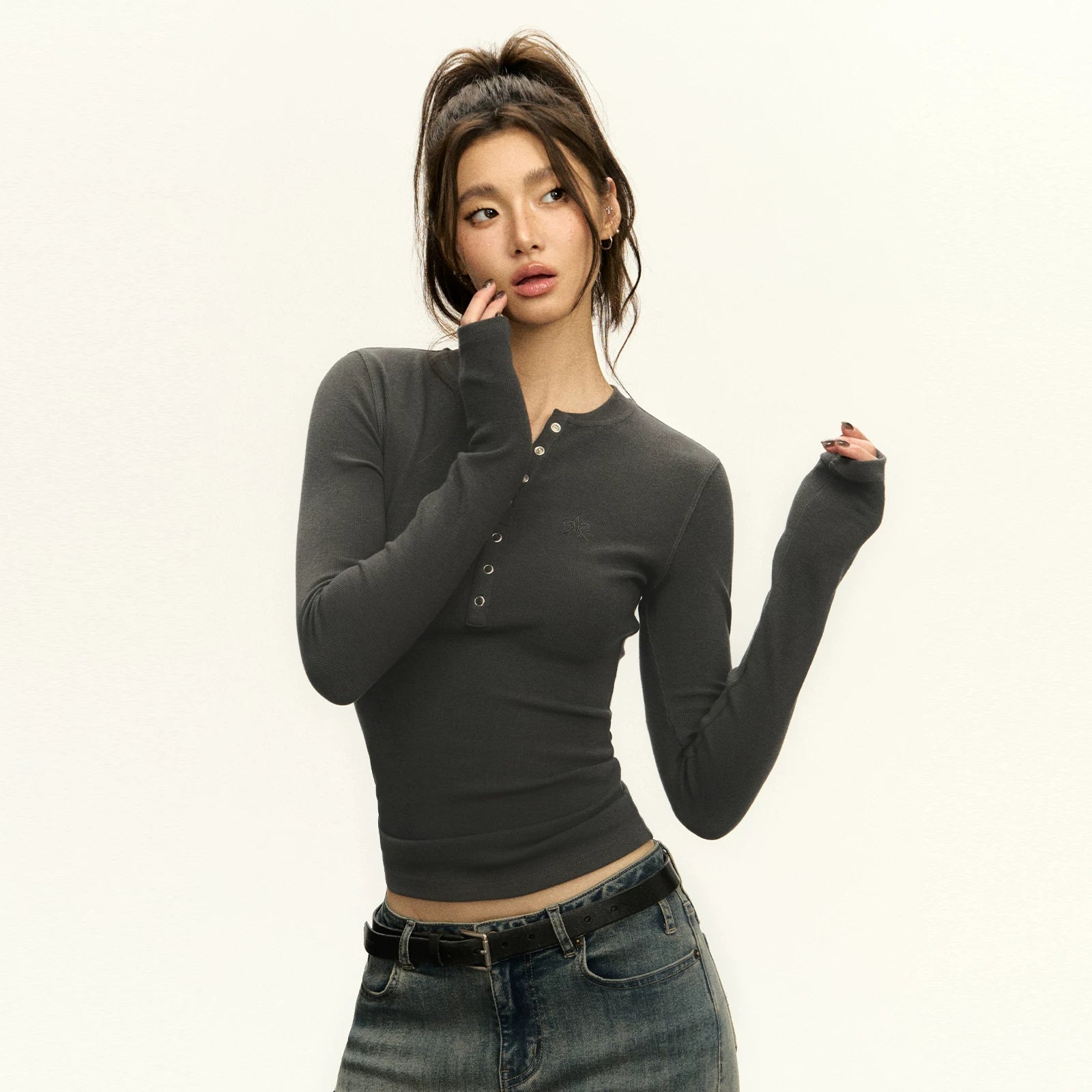 Ariseism Henry Collar Versatile Slim Sleeve