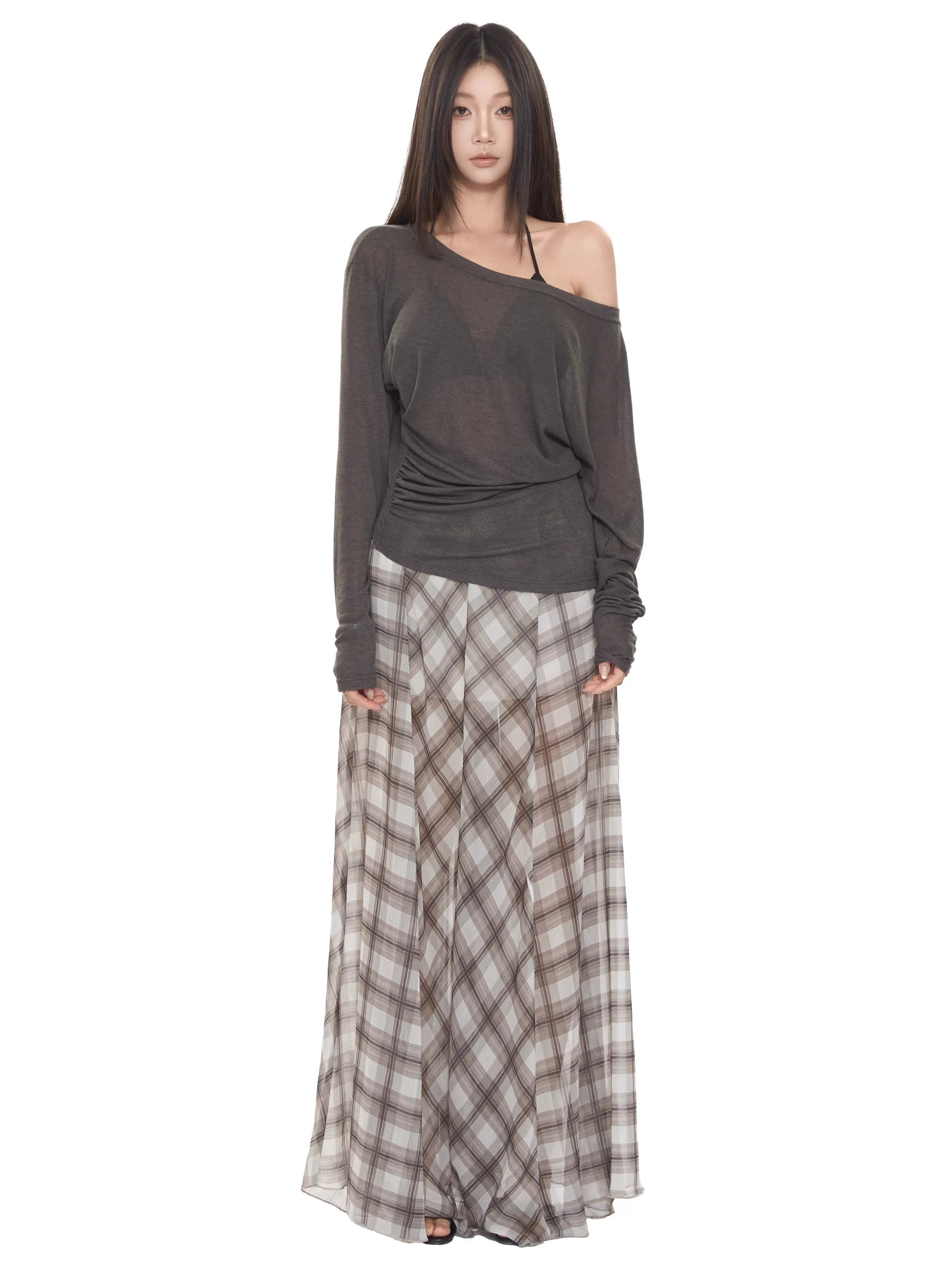 WITHMIN Loose and Thin Plaid Dress
