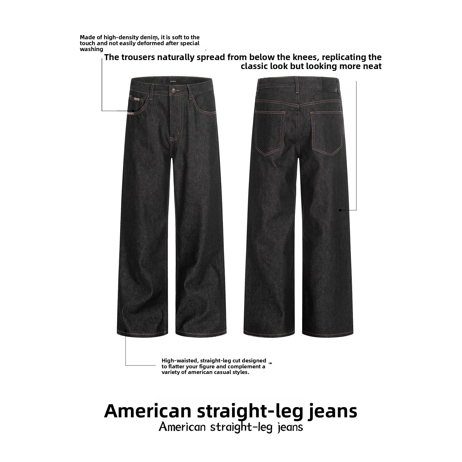 11KN black straight jeans pants