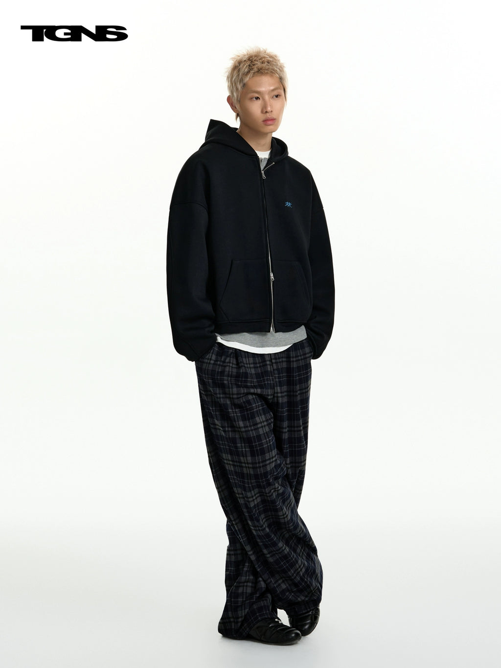 TGNS Vintage Abraded Plaid Wide Leg Pants