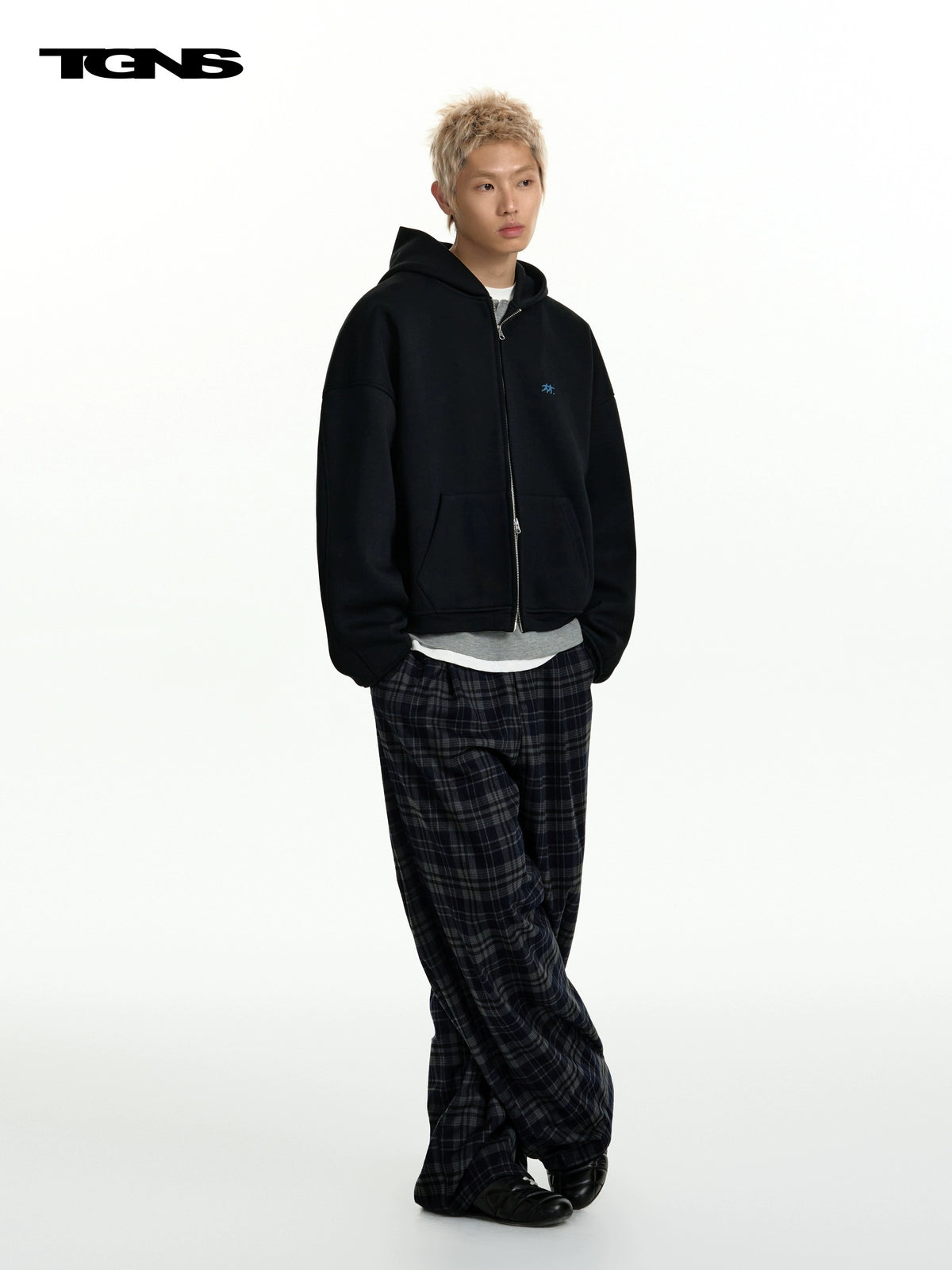 TGNS Vintage Abraded Plaid Wide Leg Pants