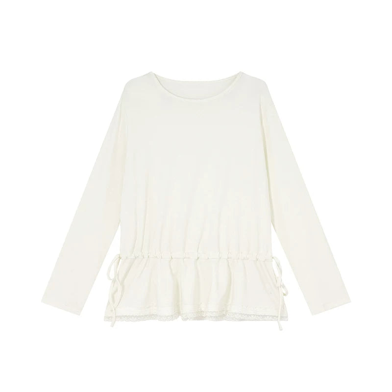 Kano Waist Strap Drawstring Loose Crew Neck Long Sleeves