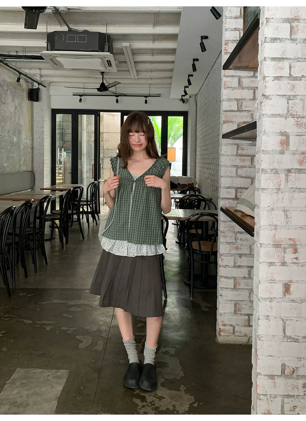 KANO Stacked Suspender Plaid Shirt Set