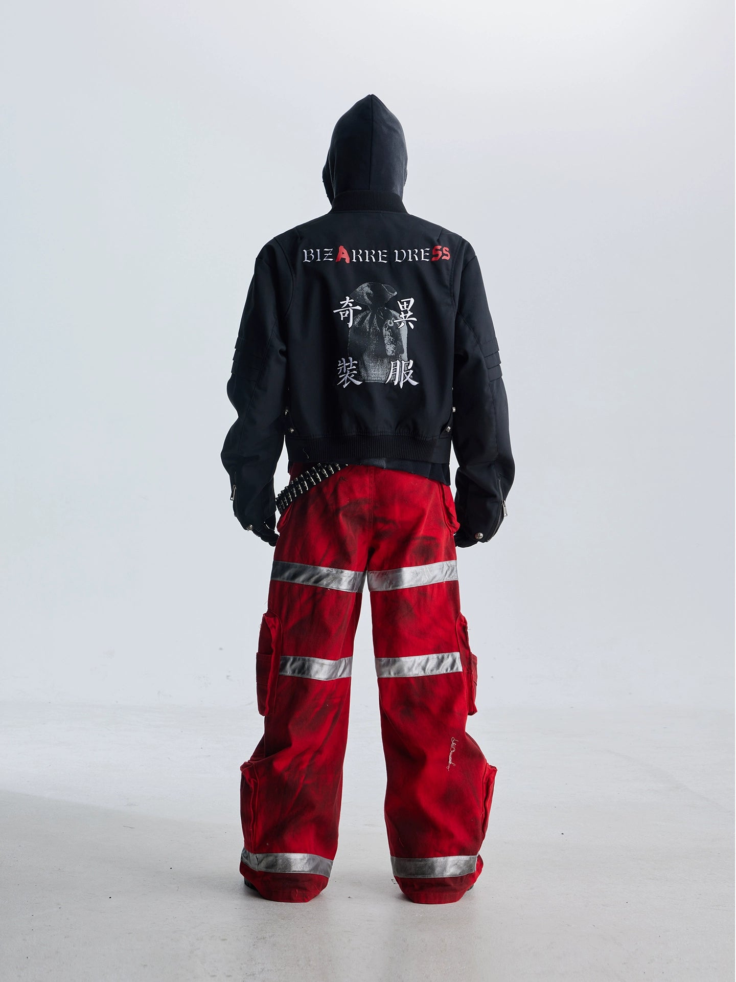 NOMANIAI Dirty-dyed Multi-pocket Workwear Wide-leg Jeans