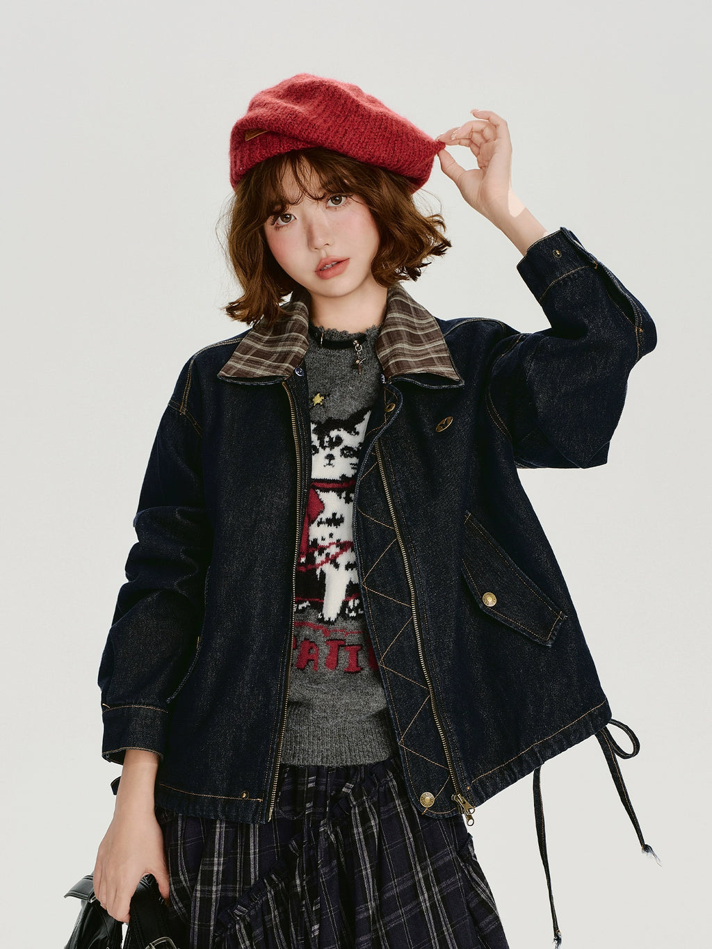 Girlyhalo Vintage Spliced Denim Jacket