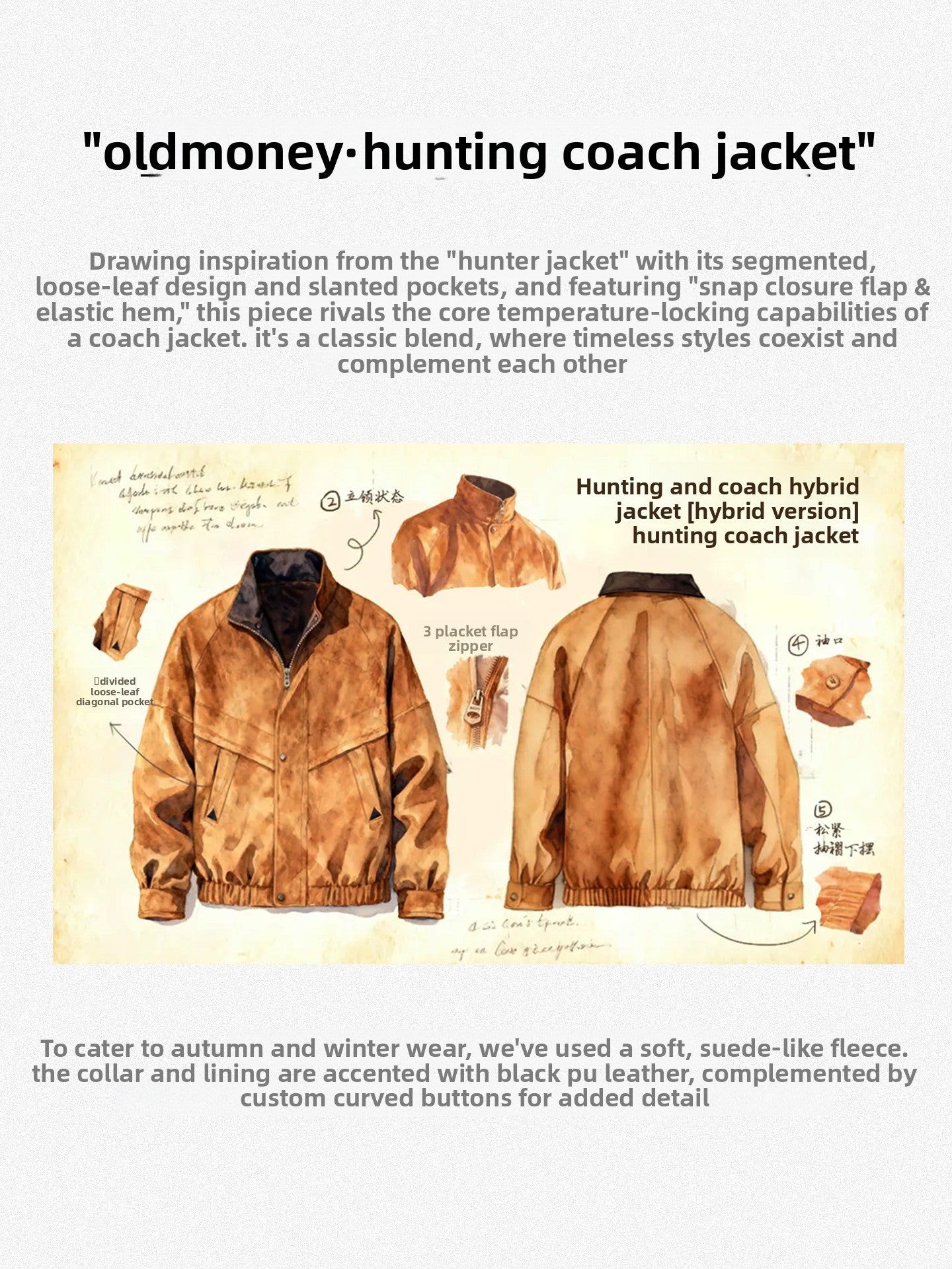 Madden Vintage Suede Coach Stand-Up Collar Fur Jacket