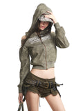 UNCMHISEX Off-Shoulder Short Hooded Sweater