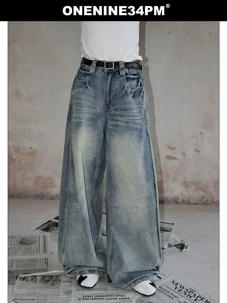 ONENINE34PM Old Cat Whisker Retro Loose Straight Jeans