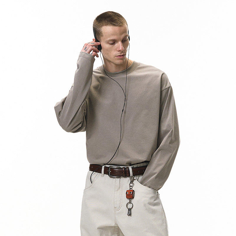 Inflation Casual Versatile Heavy Long Sleeve Bottom Shirt