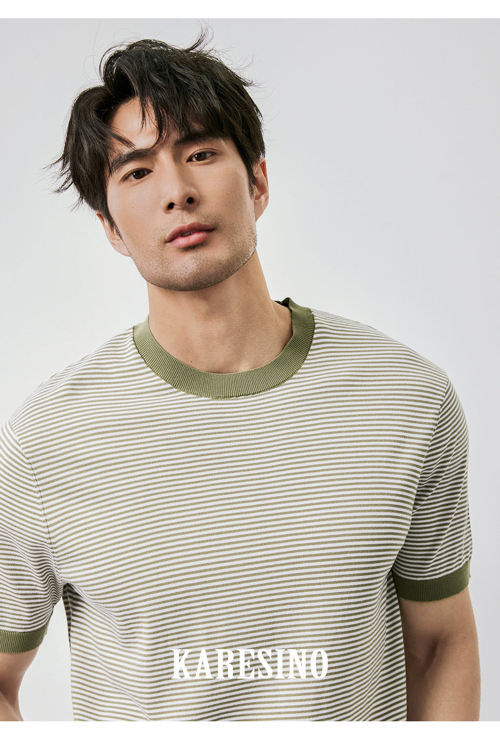 KARESINO Contrasting Striped Casual Knitted Sweater