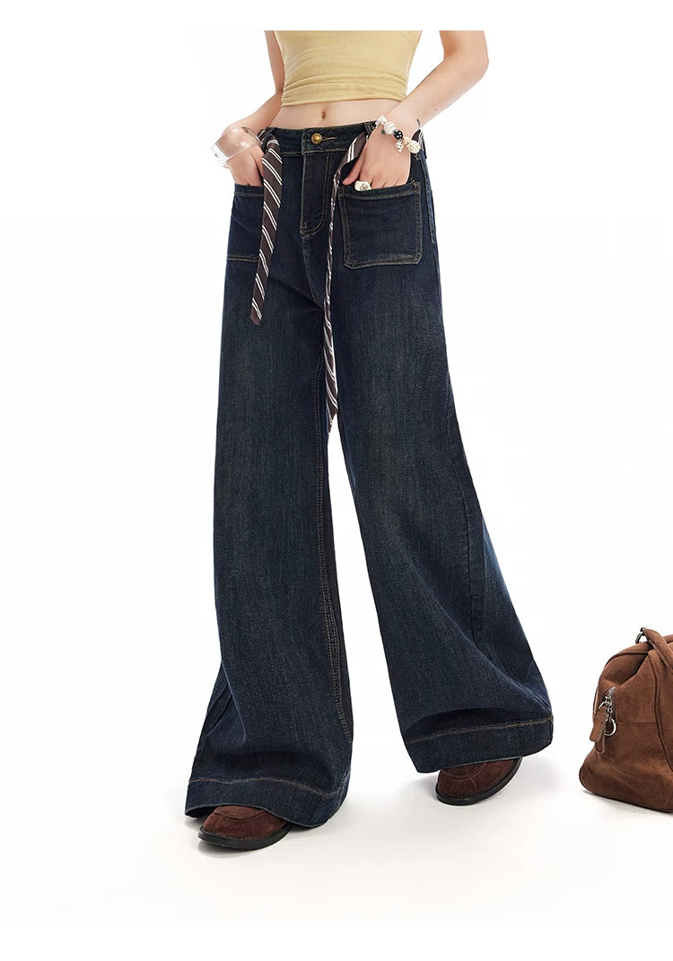 UNIFREE Loose and Skinny Tie Decorative Floor Pants