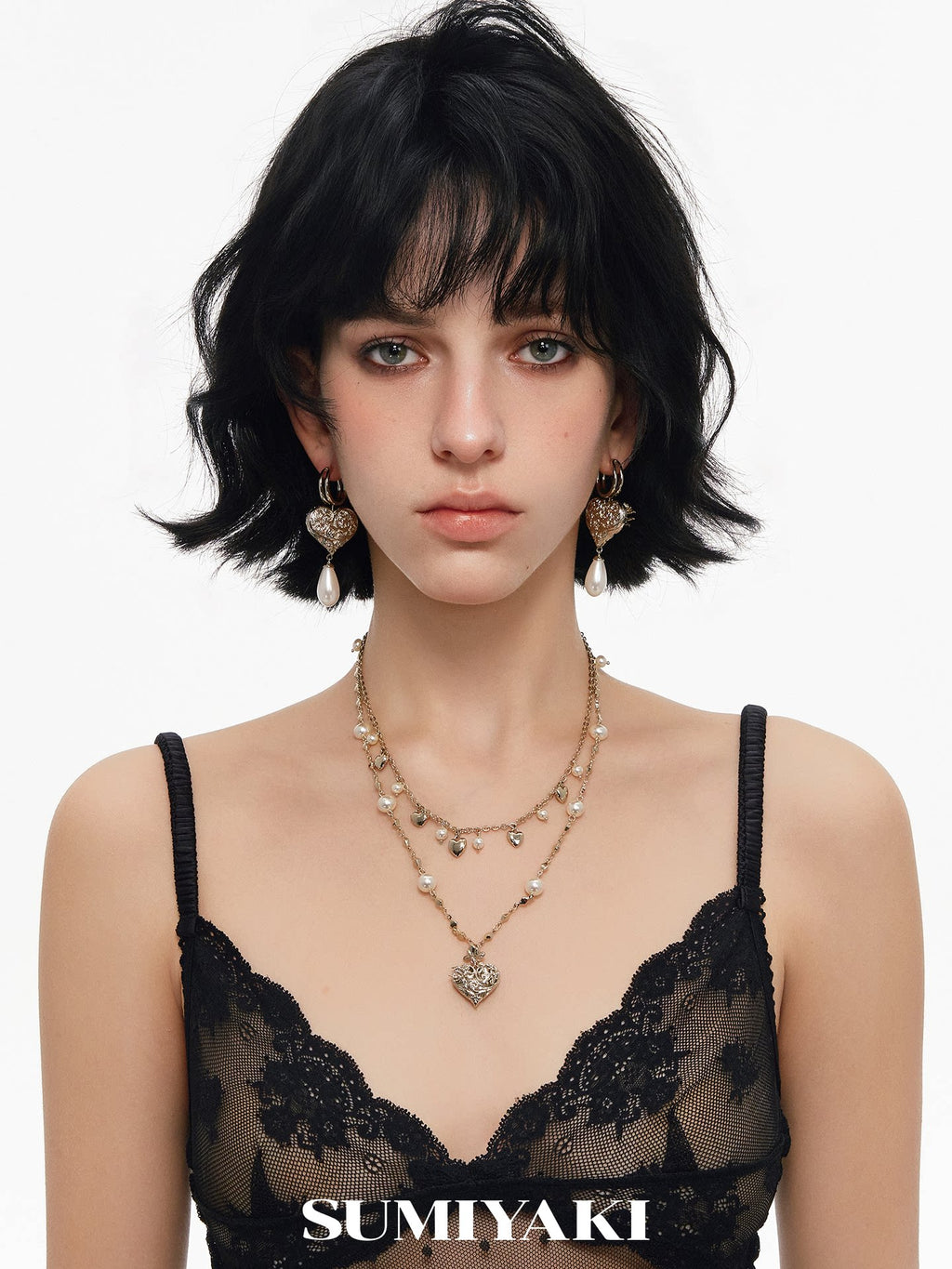SUMIYAKI Double-sided Relief Love Double-layer Necklace