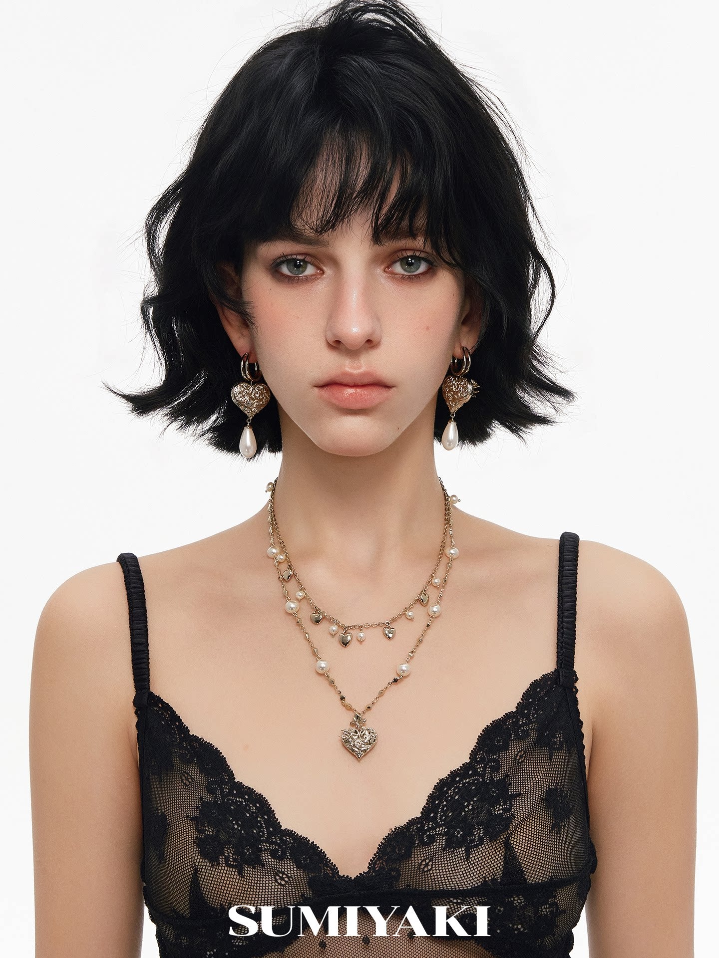 SUMIYAKI Double-sided Relief Love Double-layer Necklace