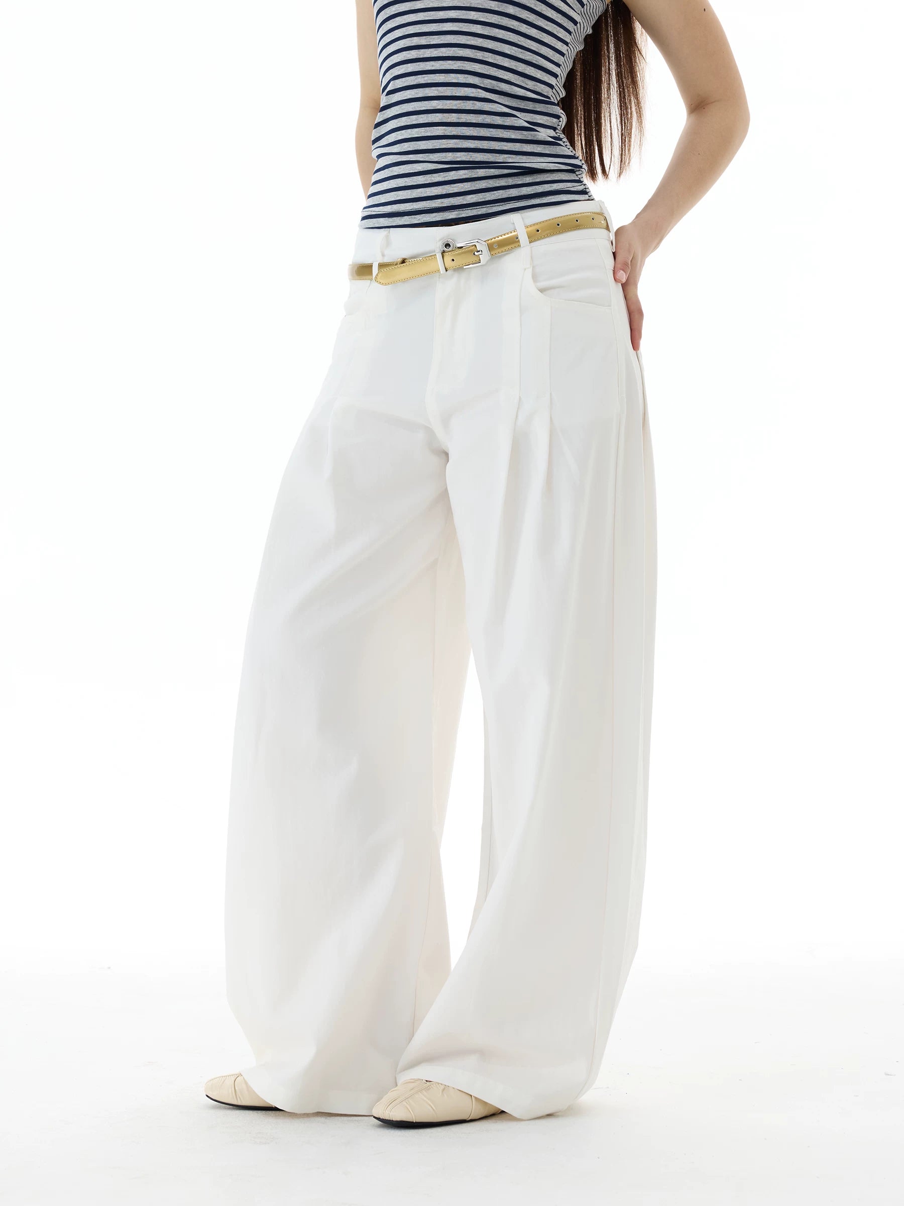 WLNEXT Comfortable Loose Pleated Casual Pants