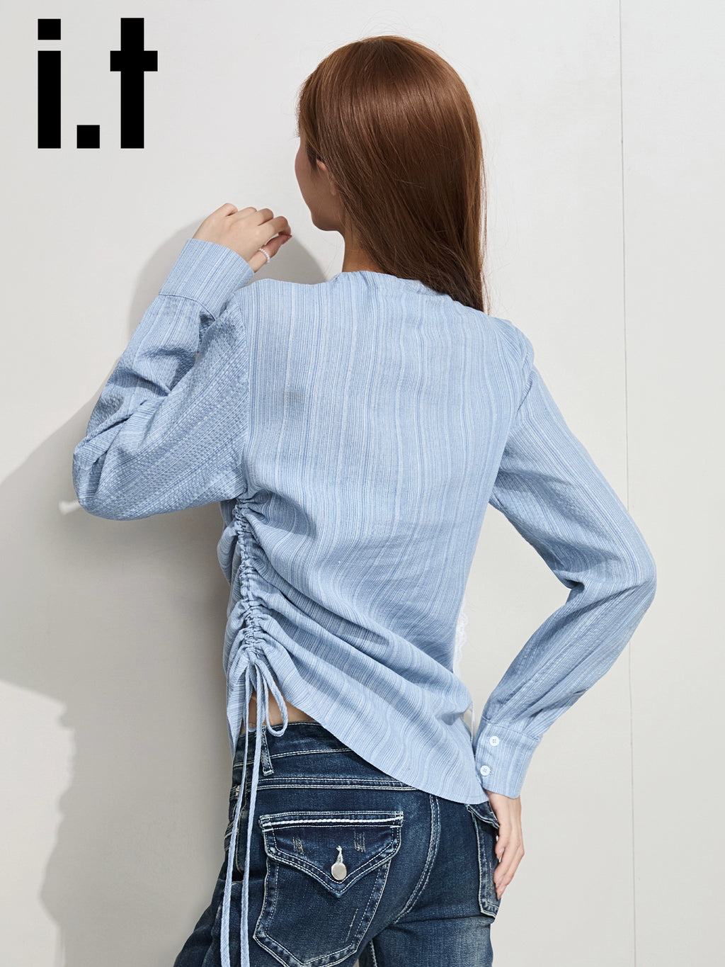 IT: GROUNDZERO Silk Scarf Foreign Style Casual Long Sleeve