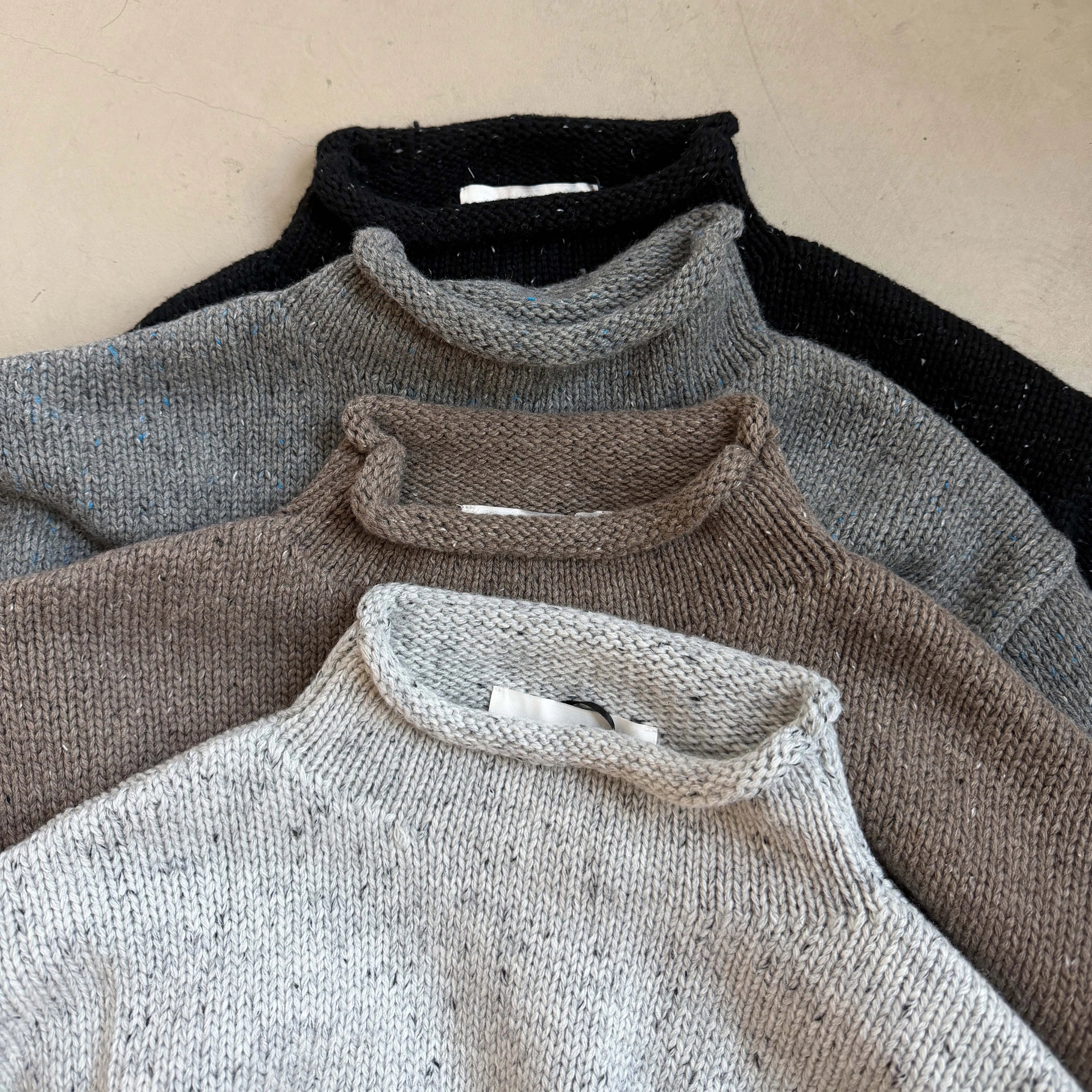 Anniehall Vintage Knitted Sweater with Curled Collar