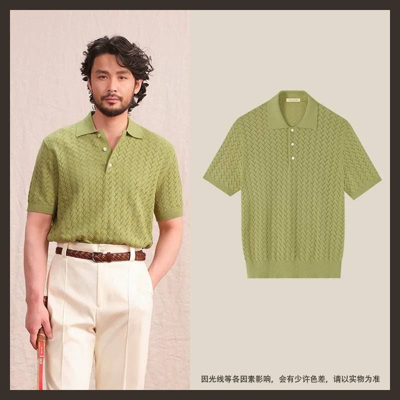 CULTUM Vintage Polo Collar Hollow Shirt Tee