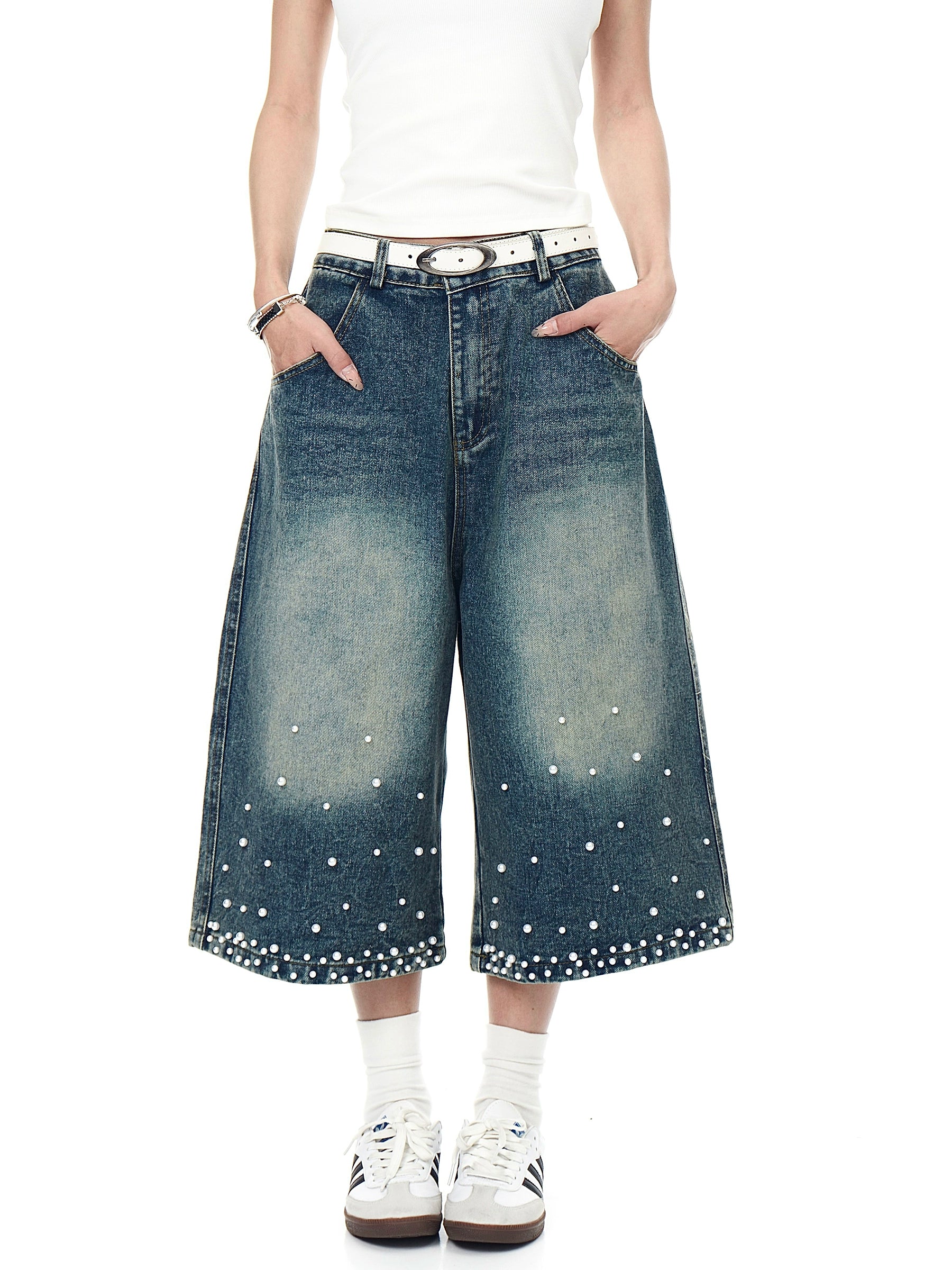 BLACKLISTS Heavy Industry Beaded Denim Shorts