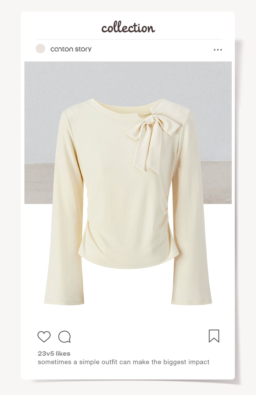 Cantonstory Bow Crew Neck Slim Sleeve