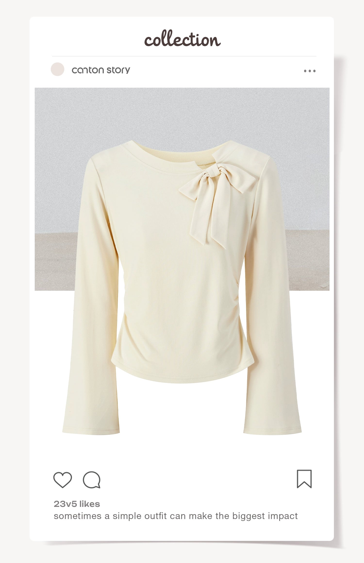Cantonstory Bow Crew Neck Slim Sleeve