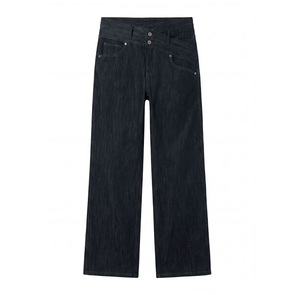 Slight Vogue Straight Double Waist Jeans
