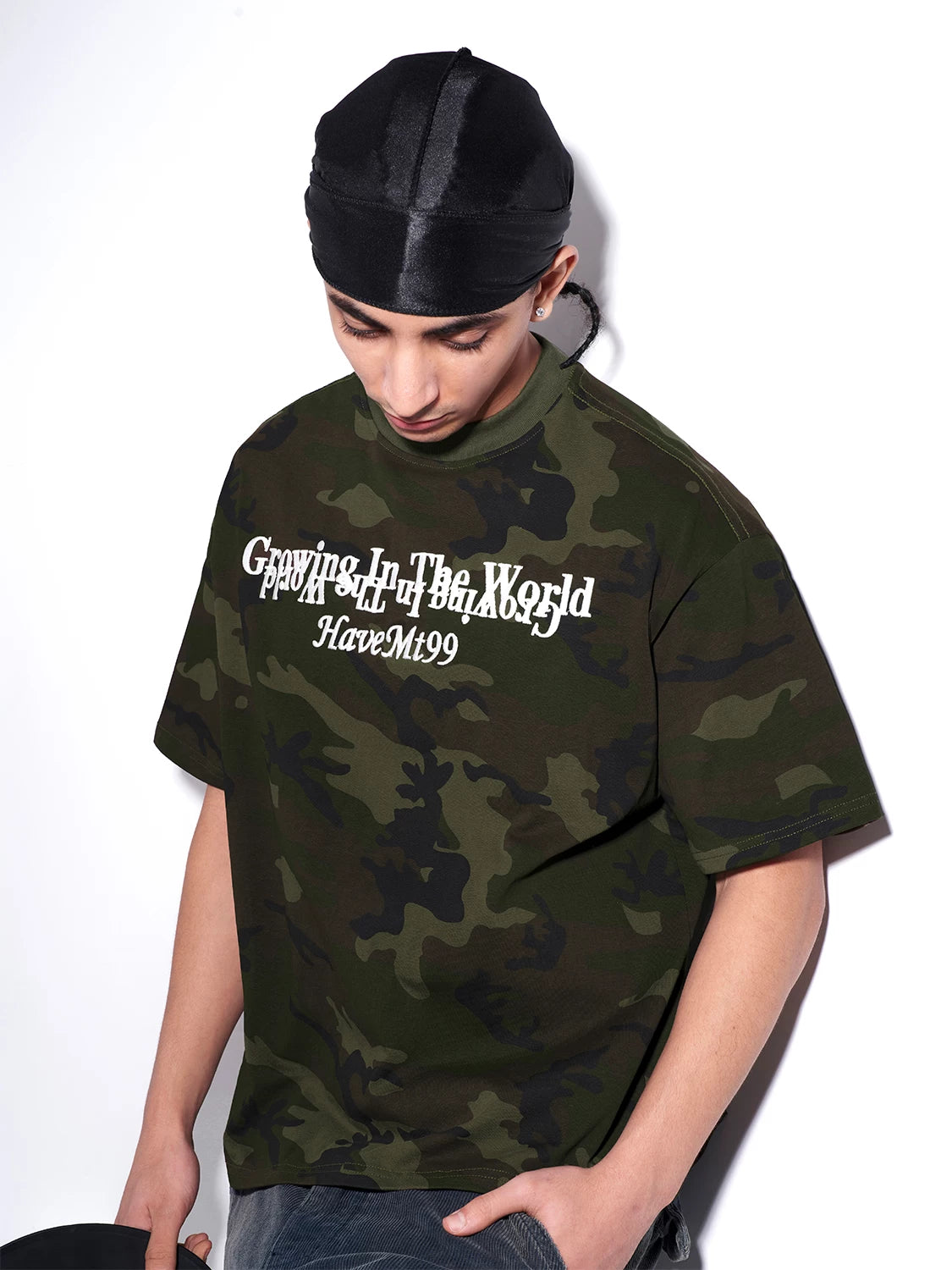 MT99 Camouflage Letter Embroidery Versatile Tee