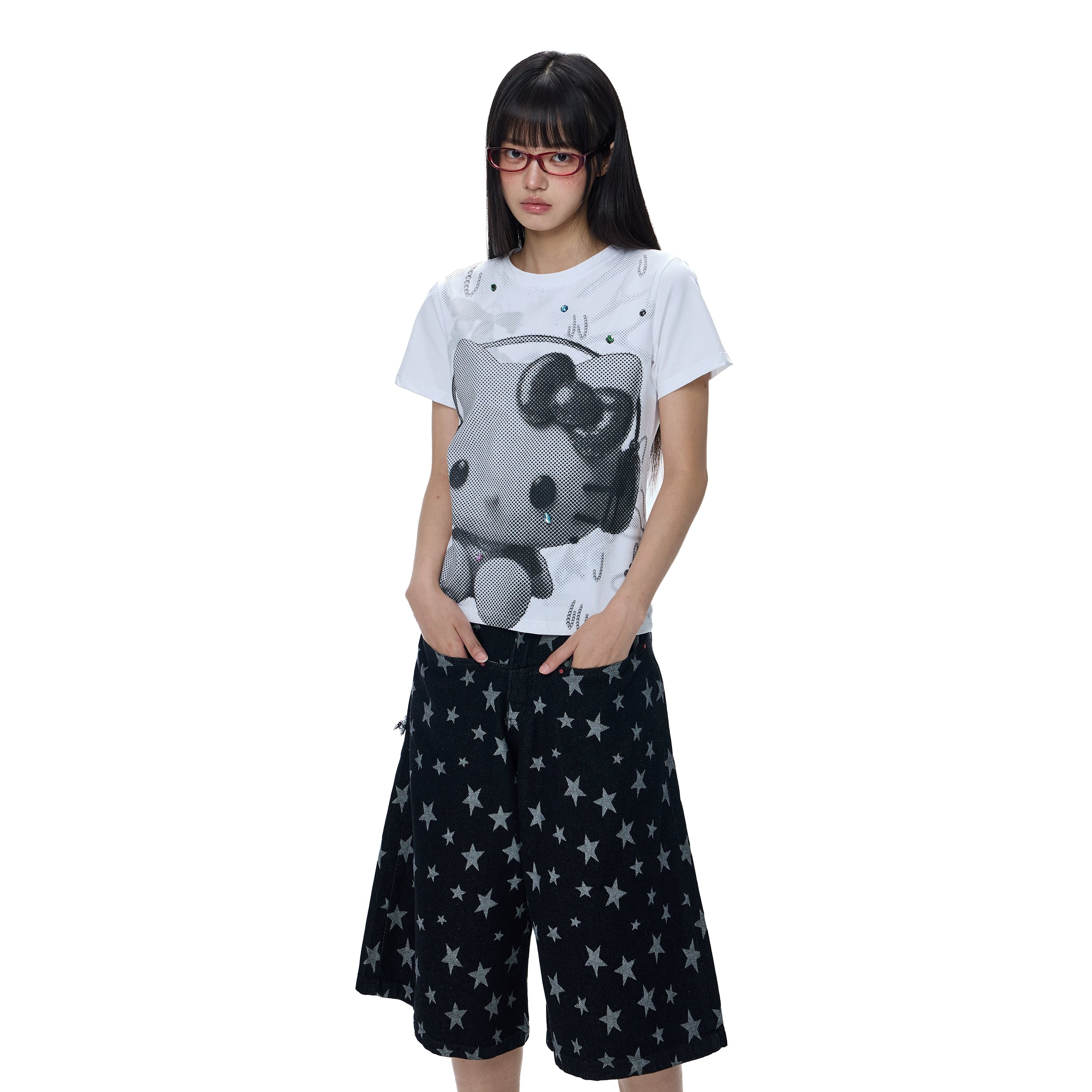 EZEK Cartoon Cat Print Slim Tee