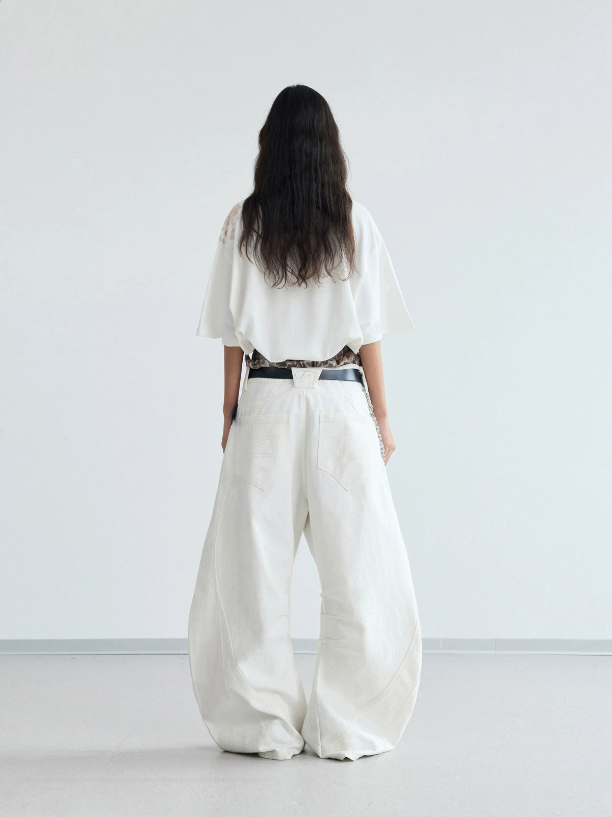 PEOPLESENSE Retro White Ink Direct Injection Printing Casual Tee