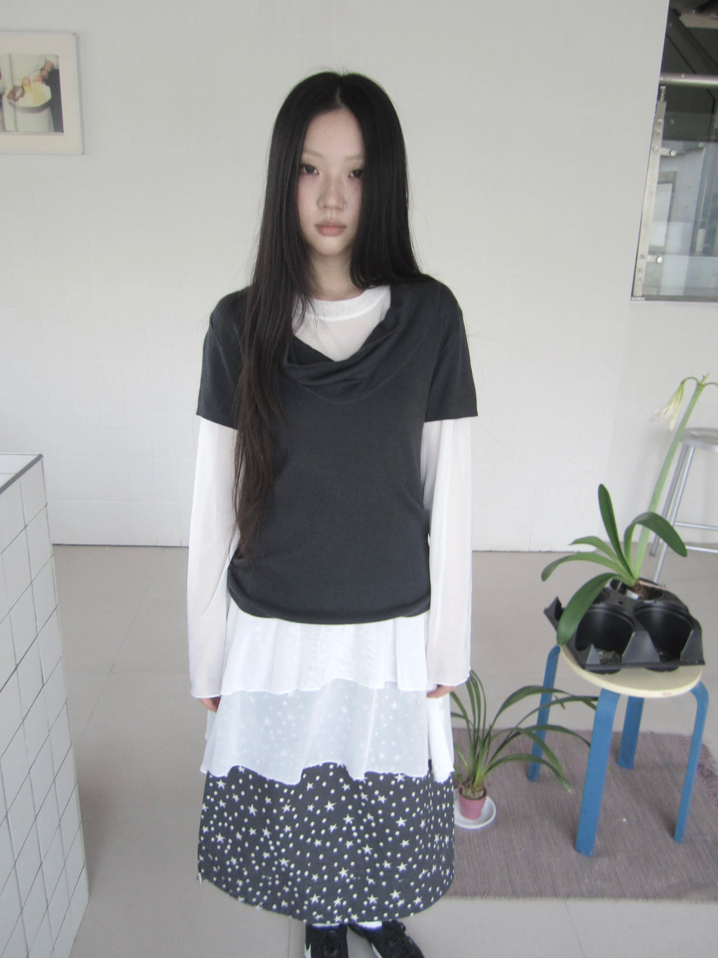 Ang: Project Retro Simple Elastic Slim Knitting Tee