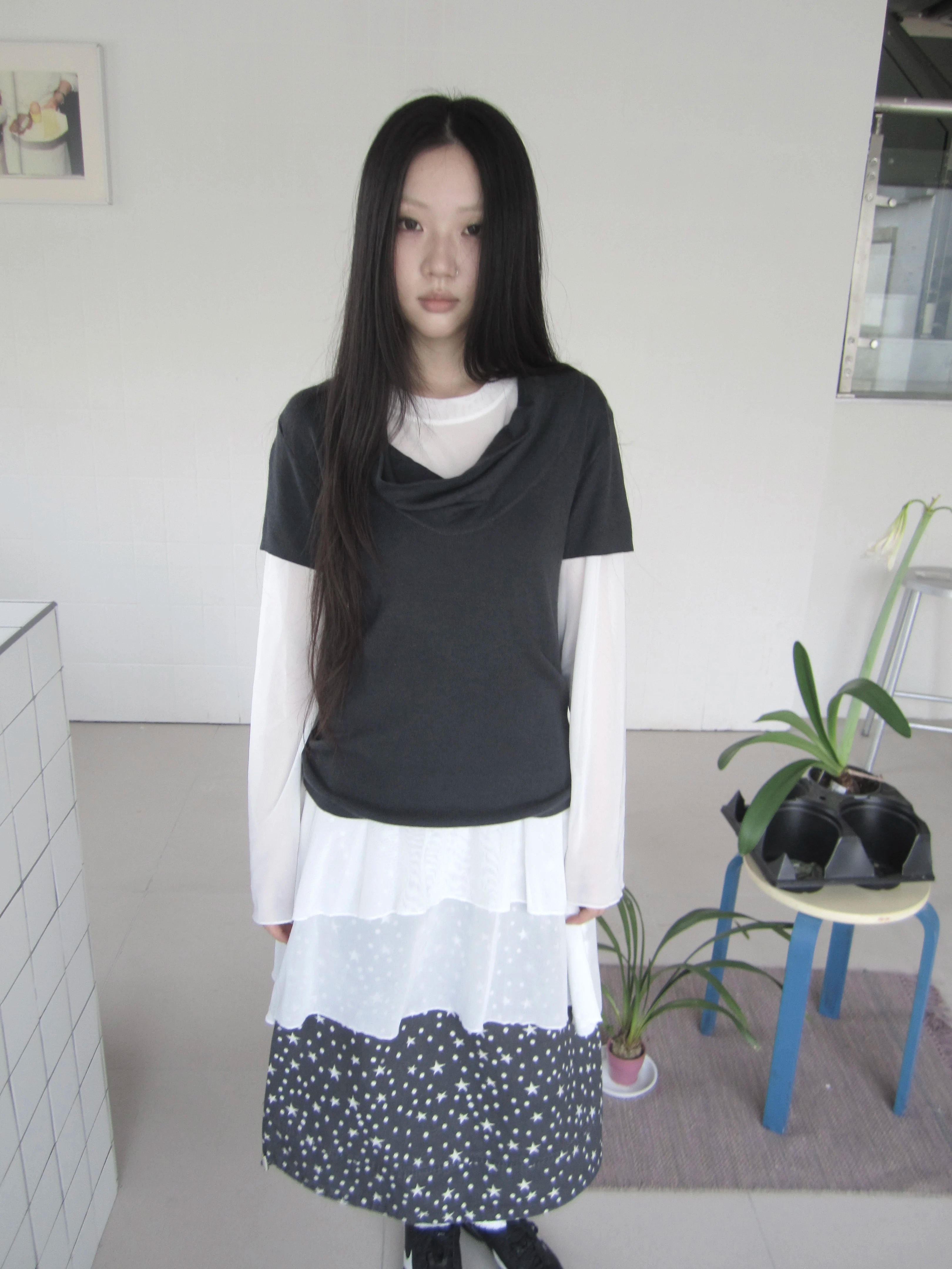 Ang: Project Retro Simple Elastic Slim Knitting Tee