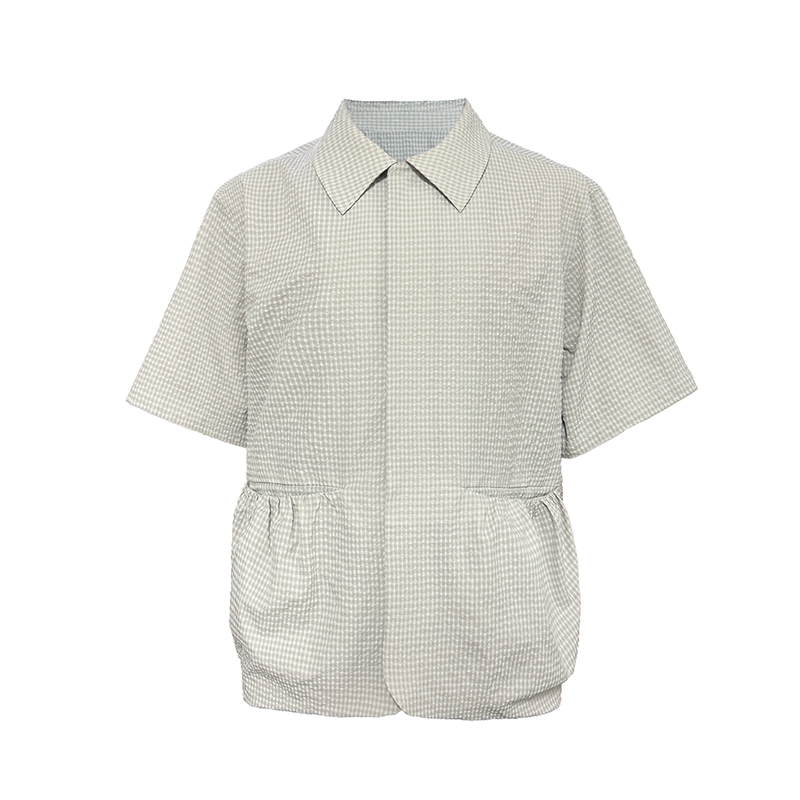 JCAESAR SHIRT Bubble Pleated Drawstring Shirt